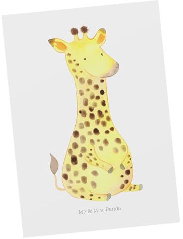 Mr. & Mrs. Panda Postkarte Giraffe Zufrieden - Geschenk, Abenteuer, Einladung Geburtstag, Afrika, Wildtiere, Geburtstagskarte, Einladungskarten