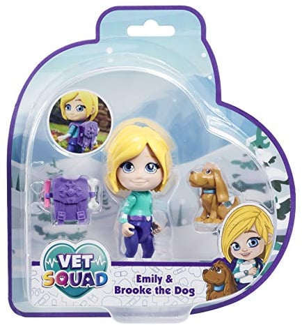 Vet Squad Vet Pet Assortment-Emily & Brooke The Dog, 7,6 cm bewegliche Tierarztfigur mit Haustier und Zubehör