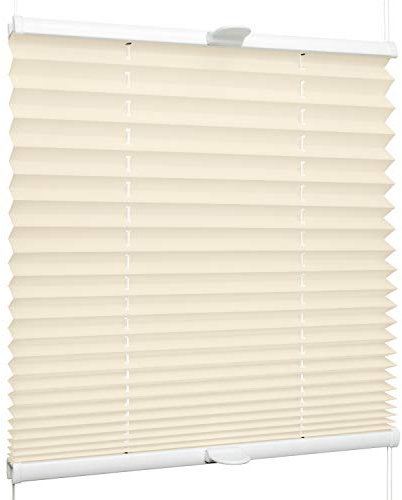 SchattenFreude Klemmfix-Plissee für Fenster | Mit Klemm-Haltern | Ohne Bohren | Creme, Breite: 150cm x Höhe: 100cm