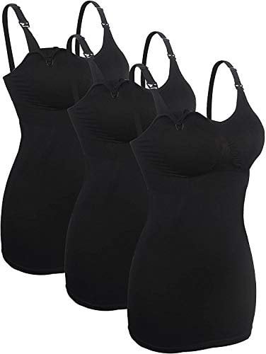 iloveSIA 3X Nursing Tops Set Nursing Fashion Black Breast Feeding Tank Tops Seamless Undershirt Cami Tank Black 2XL