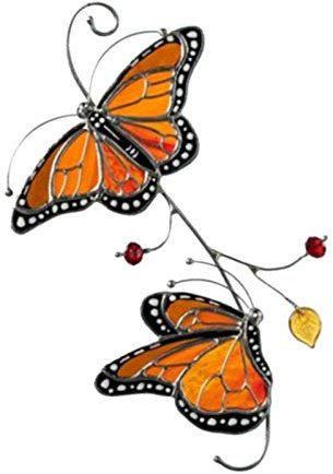 rebirthesame Fensterhänger Glas Bild Glasmalerei Ornament Glasmalerei Fensterbehänge Fensterschmuck Hängedeko Schmetterling Glasbild Fensterdeko
