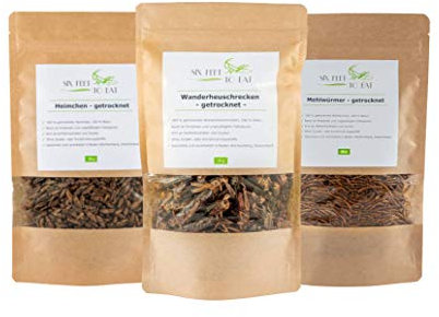 Essbare Insekten - Insekten zum Essen von Catch-Your-Bug - je 30 g geröstete Heuschrecken, Heimchen und Mehlwürmer