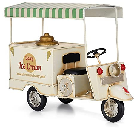 Deko Blech Eiswagen Dach grün/weiß Motoroller Modell Retro Vintage Nostalgie Dekoration Eismobil