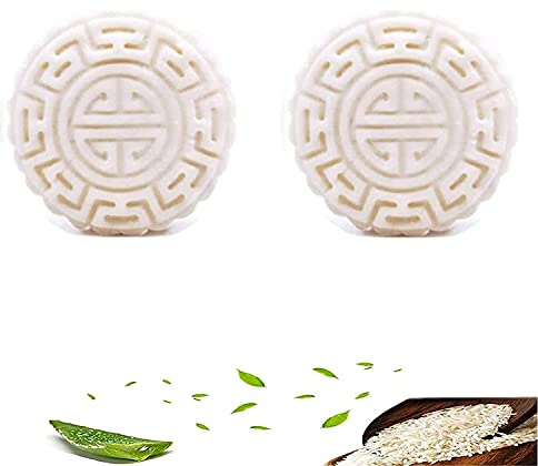 2 Stück Reiswasserseife Handgemachte Shampoo Bar, 2 in 1 feste runde Form Reiswasser Shampoo Seife, feuchtigkeitsspendend, unparfümiert, umweltfreundlich (Blumen)