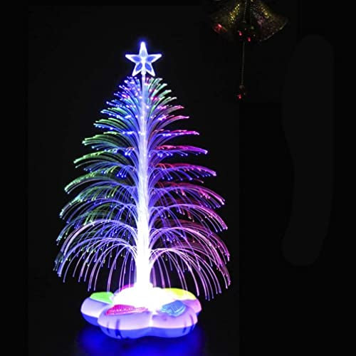ibasenice Fibra Óptica Led Árbol de Navidad: Árbol de Navidad Luz Nocturna Fiesta de Navidad Decoración del Hogar Luz de Color Aleatorio sin Batería