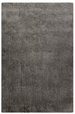 Homie Living Wuscheliger Hochflor Wollteppich für Wohnzimmer, Schlafzimmer und Kinderzimmer - Rossi (70 x 140 cm, grau)