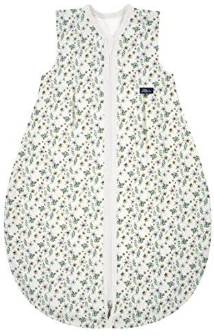 Alvi Schlafsack Baby Mäxchen Light,Kinder-Schlafsack ärmellos, Sommerschlafsack, Außensack (GOTS Petit Fleurs, 90 cm)