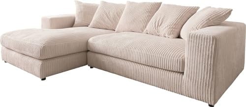 DELIFE Eckcouch Svada Cord Beige 285x175 cm Recamiere Links