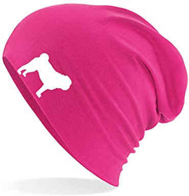 Huuraa Wintermütze Mops Silhouette Geschenk Fuchsia Mops Geschenkidee