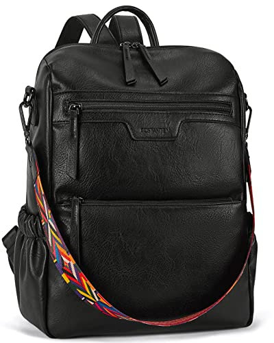 BOSTANTEN Leder Rucksack Damen Freizeitrucksack Reise Handtasche Rucksackhandtasche Tagesrucksack für Frauen Mädchen Schwarz
