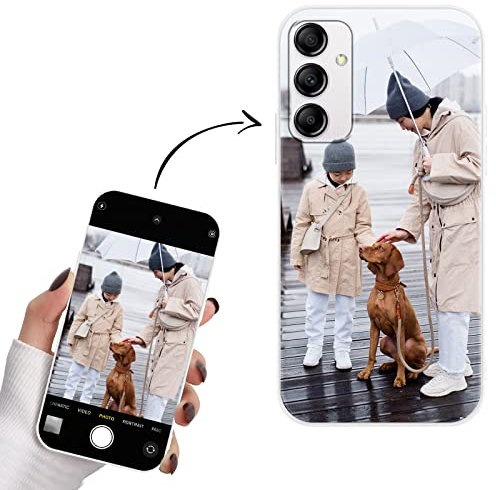Yoedge Personalisierte Handyhülle für Samsung Galaxy A14 5G Hülle Selbst Gestalten mit Eigenem Foto Bild Text Personalisiert Case Individuelle Geschenk Schutzhülle Weiß Cover für Samsung A14 5G 6,8