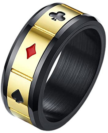 CHOUBAGUAI Fortune Luck Herren Spinner Ringe Peace Wisdom Love Charm Spielkarten Las Vegas Male Anillo Rock Zubehör - 9