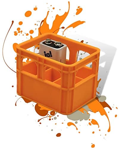 Batterie Bier Kasten Batteriekasten Batteriekiste Batteriebox Aufbewahrungsbox Minikiste Minibox für Aufbewahrung von Batterien AA, AAA, 9V, Leerkiste - 3D gedruckt (9 Volt, Orange)
