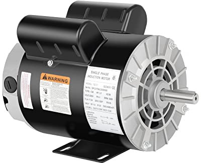 Air Compressor Motor 3.7 HP Electric Motor, 3450 RPM, 230V Single Phase, 56 Frame 5/8 Keyed Shaft 60 HZ