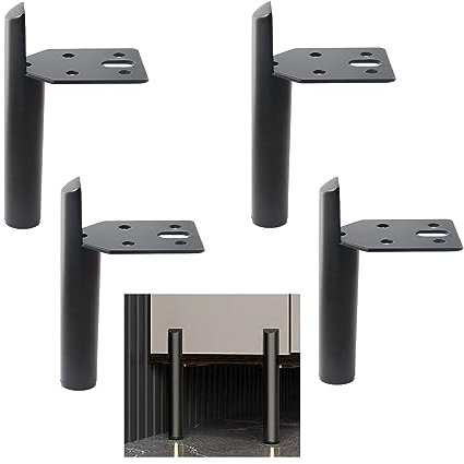 ALXEH 3 Inch Furniture Legs Black Coffee Table Feet, Mid-Century Metal Furniture Leg for Sofa Cabinet Ottoman, Set of 4 Side Mounted Style Home DIY Replacement Feet