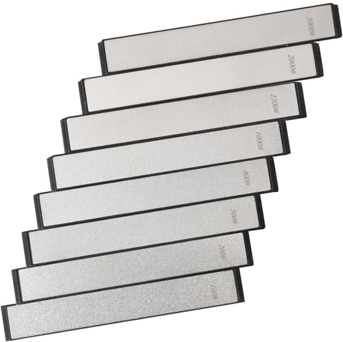 MOVIRON RUIXIN PRO 8 Pcs Diamond Knife Sharpening Stones for RUIXIN PRO RX-008 RX-009 Knife Sharpener Fixed-Angle Kit, Professional Whetstone Set with Base: 100/200/500/800/1000/1500/2000/3000 Grit