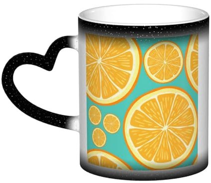 vacsAX Lemon Fruit Color Changing Mug in The Sky - Magic Cup with Custom Design and Ceramic Heat-Sensitive Technology