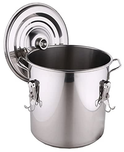 ANSNOW Pentola con Chiusura Pentola in Acciaio Inossidabile Secchio Secchio Latte per Conservare Riso/Olio/Fagioli, 6-160L/Argento/40 * 60 cm 75 Litri