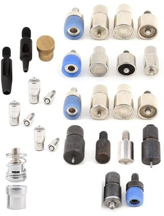 Máquina de prensa manual y juego de troqueles para ajustar remaches, ojales, botones a presión y botones cubiertos de tela (sin prensa, solo juego de troqueles)