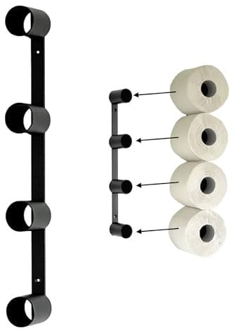 DanDiBo Toilettenpapierhalter Schwarz Wand Metall 4 Halter Unsichtbar Klopapierhalter Toilettenrollenhalter WC Rollenhalter Ersatzrollenhalter