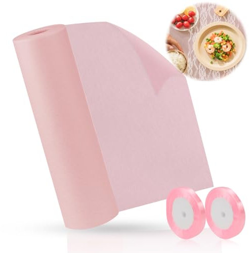 Vlies Tischläufer 30cm x 25m Dekoratives Tischband Pink Edle Tischdeko mit Geschenkband für Geburtstage & Hochzeiten, Taufe,Konfirmation oder Kommunion usw