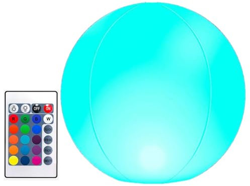 Genérico Pelotas De Playa para Piscina, Pelotas De Piscina - Pelota de Playa LED Inflable y Flotante de 16 Colores claros | Pelotas de Playa LED con Control Remoto de 4 Modos de luz para Piscina