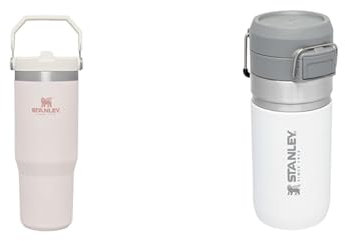 Stanley IceFlow Flip Straw Botella Agua con Pajita 0.89L - Conserva el Frío 12 Horas - Antifugas & Quick Flip Botella Agua Acero Inoxidable 0.47L - Cantimplora Mantiene Frío 7 Horas