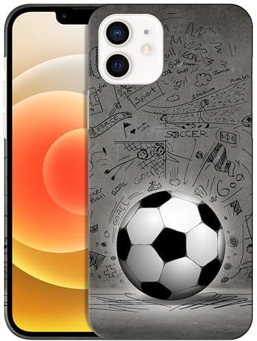 GlamCase for iPhone 12/12 Pro, iPhone 12/12 Pro Case - Football Wall art Design Printed Slim & Sleek Cute Plastic Hard Snap on Protective Designer Back Case/Cover for iPhone 12/12 Pro White