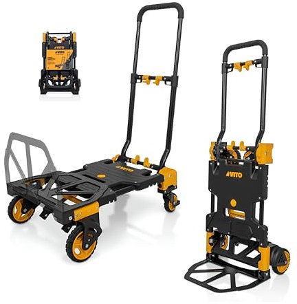 VITO VICTD2137 Robuster 2-in-1 Sackkarre & Plattformwagen – Klappbarer Transportwagen (70 kg Sackkarre / 137 kg Plattform) – Robuste Räder – Handwagen aus Kunststoff & Stahl 7,2kg (VICTD2137)