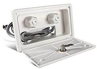 Kit de caja de ducha exterior de caravana blanca con bloqueo - incluye grifo de ducha, manguera de ducha, ducha Varita de ducha Marina Marina de autocaravana Accesorios para vehículos recreativos para