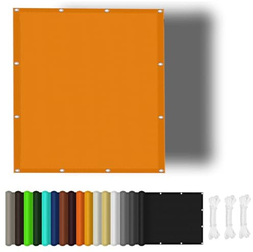 Sonnensegel mit Ösen 2 x 2 m (Nach Mass) Premium Polyester Rechteckig Schattierungsnetz Sichtschutz Tarp für Terrasse Schwimmbäder, Orange