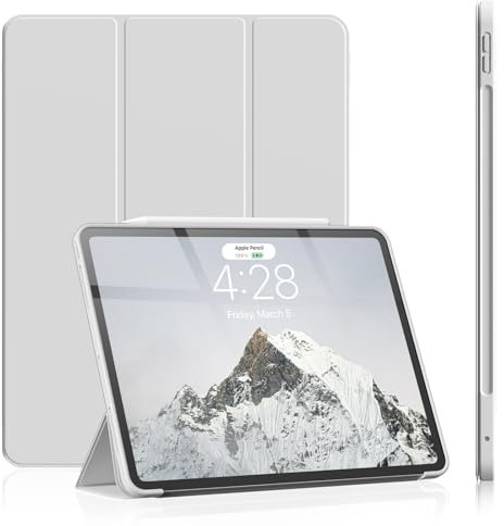 SZPSGC Hülle für iPad Pro 11 5. Generation 2024 M4, Flexible TPU Rückseite Schutzhülle Case Unterstützt Apple Pencil Pro & Pencil USB-C, Auto Schlafen/Wachen, Grau