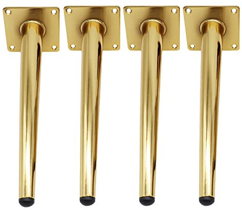 Möbelfüße Sofafuss Gerader Kegel Tischbeine Schrankbeine Sockelfuß Metall Möbelbeine für Schrank Sofa Stuhl Couchtisch Tische Schränke Couch 4 Stück 10-72cm Hoch (35cm/13.8in Gold)