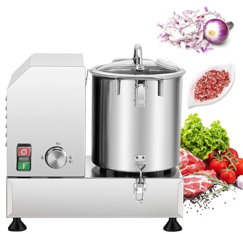 6/9/15L Large Capacity Vegetable Chopper, Commercial Food Processor - Stepless Speed Control, Multi-Function Automatic Cutter for Shredding Potato, Onion, Fruit, Meat, Cheese,6L