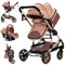 Aveainelle Kinderwagen 3 in 1, Faltbarer Kinderwagen Set, Bequemer Multifunktionaler Kombikinderwagen 3 in 1 Komplettset (739 Beige)