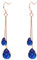 Vogem Orecchini pendenti da donna con cristalli blu a goccia color oro rosa, catena lunga a goccia con zirconia cubica, orecchini pendenti, idea regalo, 10, Placcato in oro rosa, Zirconia cubica
