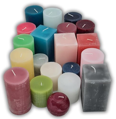 Stumpenkerzen 20 Kg Kerzen in verschiedenen Farben und Größen bunte Rustik Stumpenkerze 2. Wahl Kerzen Set bunt gemischt