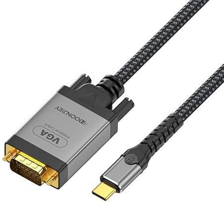 Câble USB C vers VGA de 2 m, câble USB de type C vers VGA, adaptateur plaqué or, adaptateur USB C mâle vers VGA mâle, compatible avec iPhone 15 Series, MacBook Pro/Air 2023, iPad Pro, iMac, S23