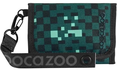 coocazoo Geldbörse „Pixel Blox”, schwarz-grün, Portemonnaie mit Sichtfenster innen & außen, Münzfach & Kartenfächern, Klettverschluss, ab der 3. Klasse