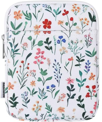 Dadanism 6-7 Pouces Housse Protectrice Pochette Nylon pour 7 Kindle Paperwhite et Kindle Colorsoft Signature Edition, 6 Kindle 11e Gén, Sac de Transport pour Kindle Oasis E-Reader, Fleur