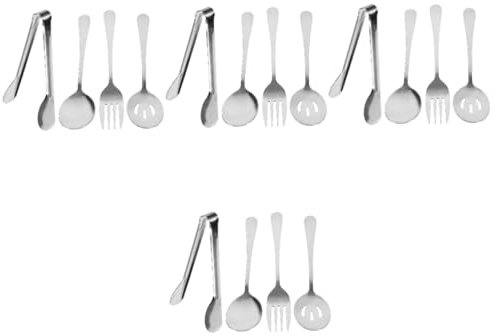 Cabilock 4 Sätze Löffel und -Set für den einzug housewarming bbq grillbesteck geschir set Spachtel zum Kochen Halter Geschirr-Kit Partygeschirr Rostfreier Stahl Silver