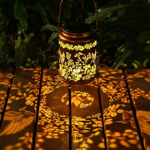 Geschenk Frauen - Kolibri Solarlaterne für Draußen mit Handle IP44 Wasserdicht Auto Ein/Aus Ideale Solar Laterne für Garten, Balkon, Tischdeko & Wege als Geschenke für Mama Oma Frauen