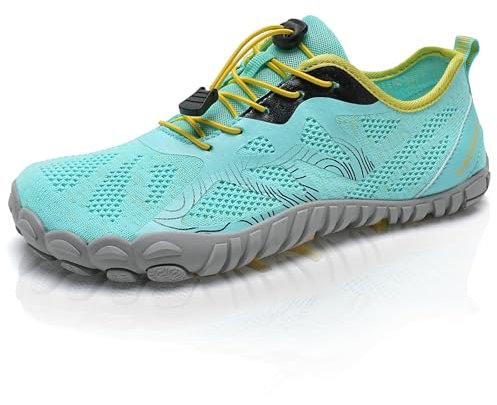 IceUnicorn Herren Damen Barfußschuhe Traillaufschuhe Fitnessschuhe Knit Minimalistische Breiter Zehenbox(A Türkis,39EU)