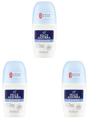 Felce Azzurra - Deodorante Roll On Classico con Formula IdraTalc, Efficacia 48 Ore, Non Macchia - 50 ml (Confezione da 3)