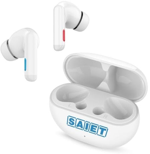 SAIET Audio MAX Auricolari per Anziani TWS con Amplificazione Audio – 5 Livelli di Amplificazione, Cuffie Bluetooth per Chiamate e Musica, App Dedicata, Design Moderno, Fino a 20 Ore di Autonomia