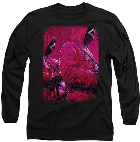 Squid Game Guards Tv Screen Unisex Long Sleeve T Shirt, Black, X-Large