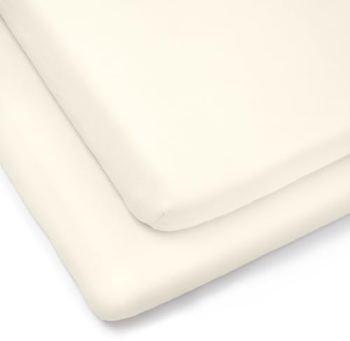 Clair de Lune 2 Pack Fitted Jersey Cotton Cot Bed Sheets 70 x 140 cm (Cream)