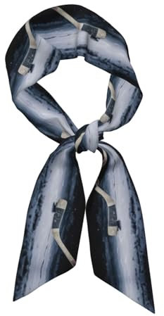 DEXNEL Bufanda de seda para mujer, diseño de palo de hockey, NEGRO, talla única