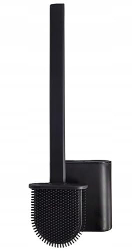DomoDomo WC-Bürste (Toilettenbürste, Klobürste) 36,5x6,5 cm – Stehend oder Wandmontierbar, Schwarz Matt