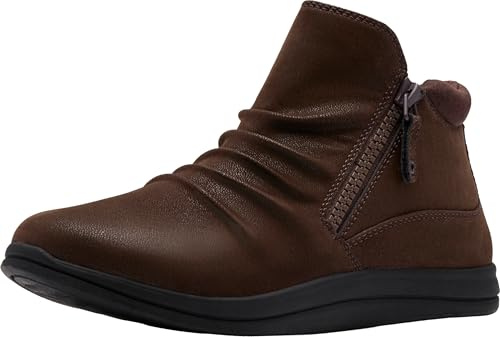 Clarks Women's Breeze Path Cloudsteppers Ankle Boots, Dark Brown Textile, 8